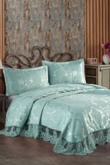 Sephore Çift Kişilik Dantelli Yatak Örtüsü 240x260 cm (Mint)