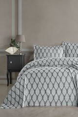 Lizbon Çift Kişilik Yatak Örtüsü Seti 230x240cm Gri̇