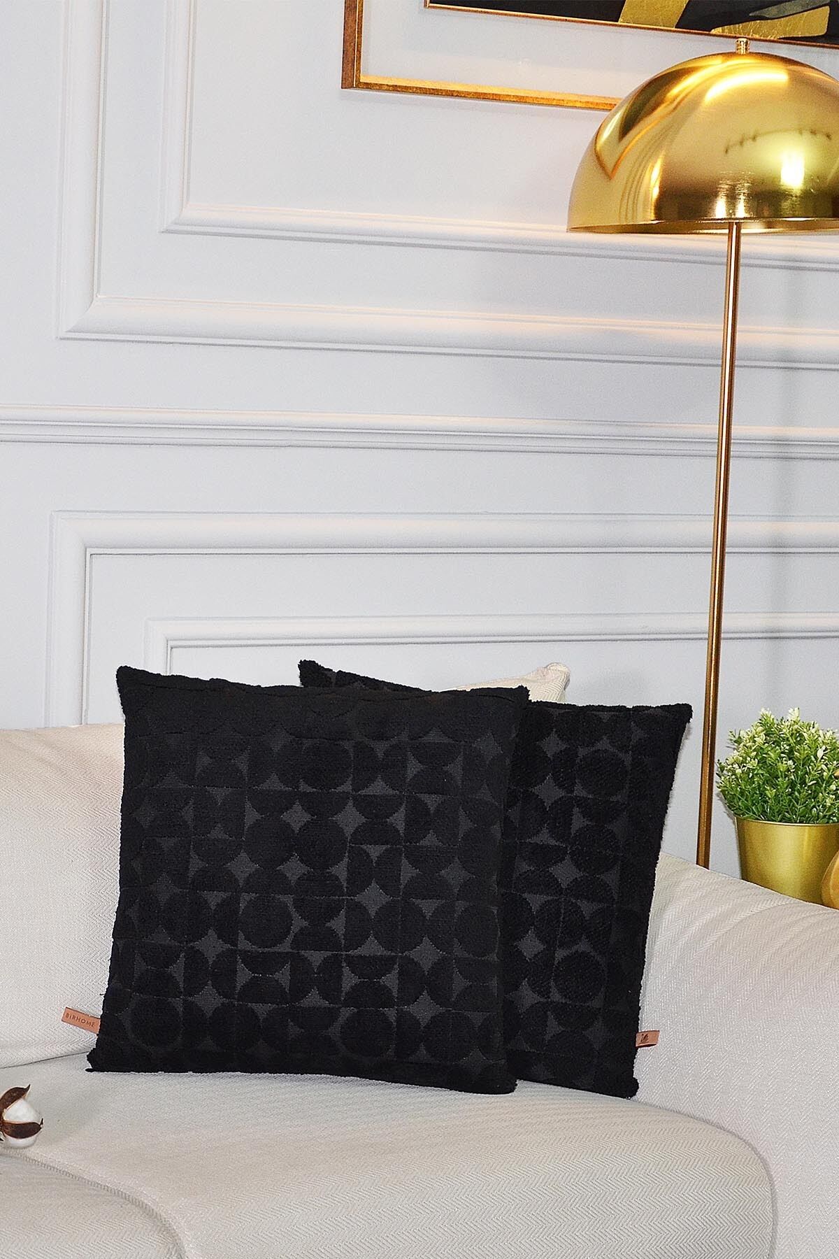 Nova Jakar Özel Tasarım 2'li Dekoratif Kırlent Kılıfı 43x43 Cm Siyah