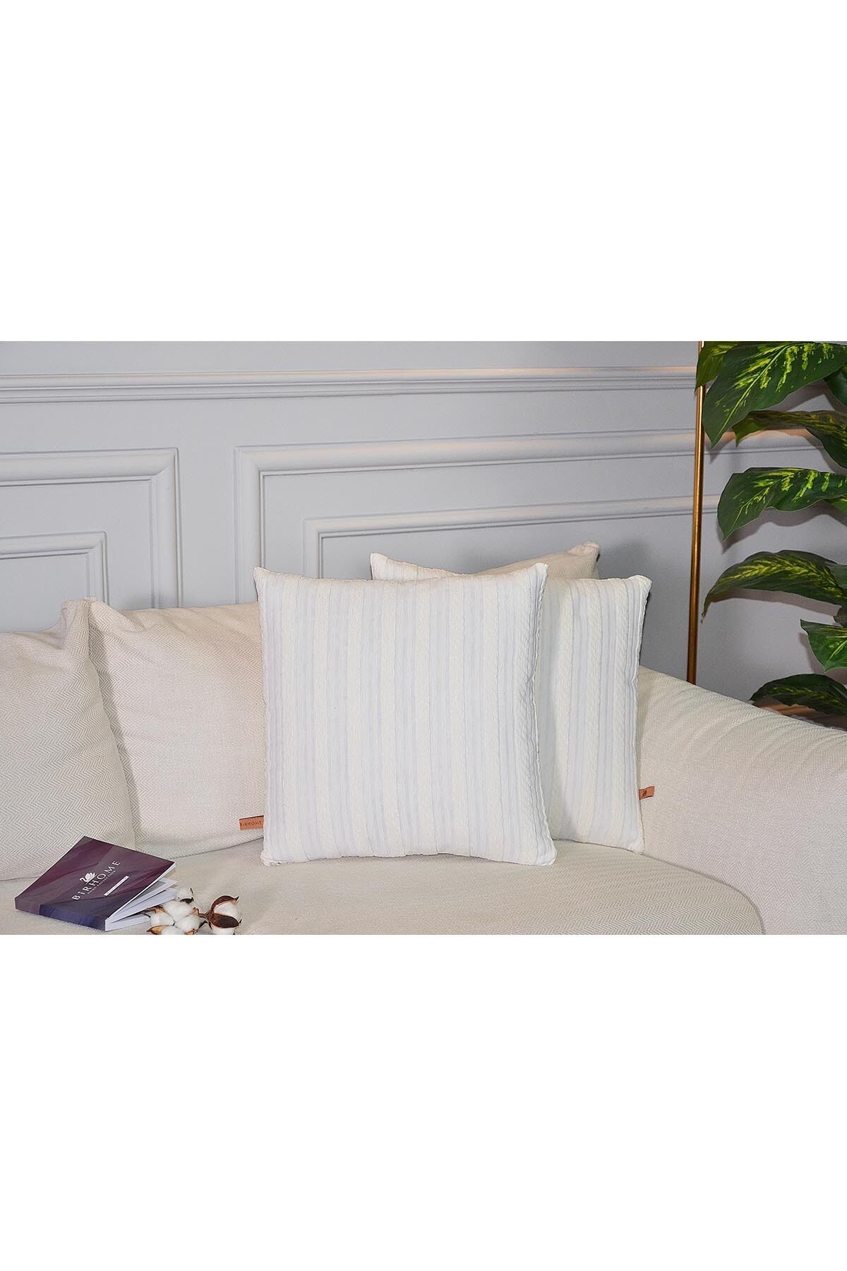Roma Jakar Özel Tasarım 2'li Dekoratif Kırlent Kılıfı 43x43 Cm Krem