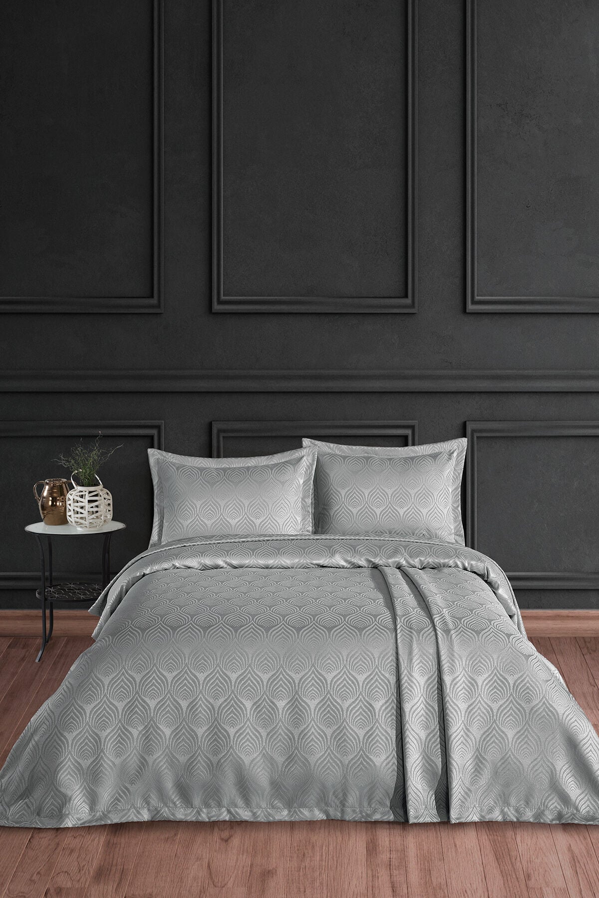 Clasy Jakarlı Şönil Çift Kişilik Yatak Örtüsü 240x250cm Gri