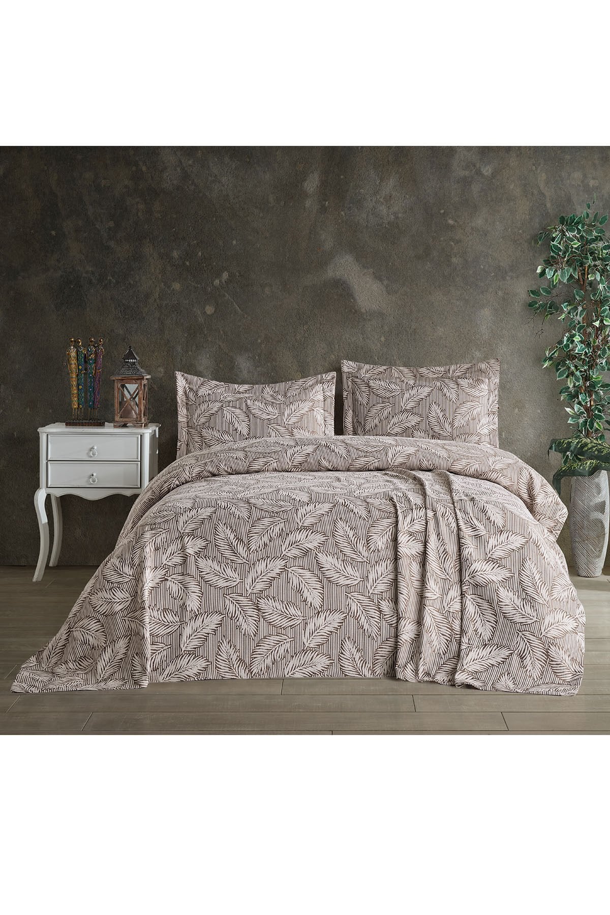 Vita Çift Kişilik Yatak Örtüsü Seti 230x240 cm Kahverengi̇