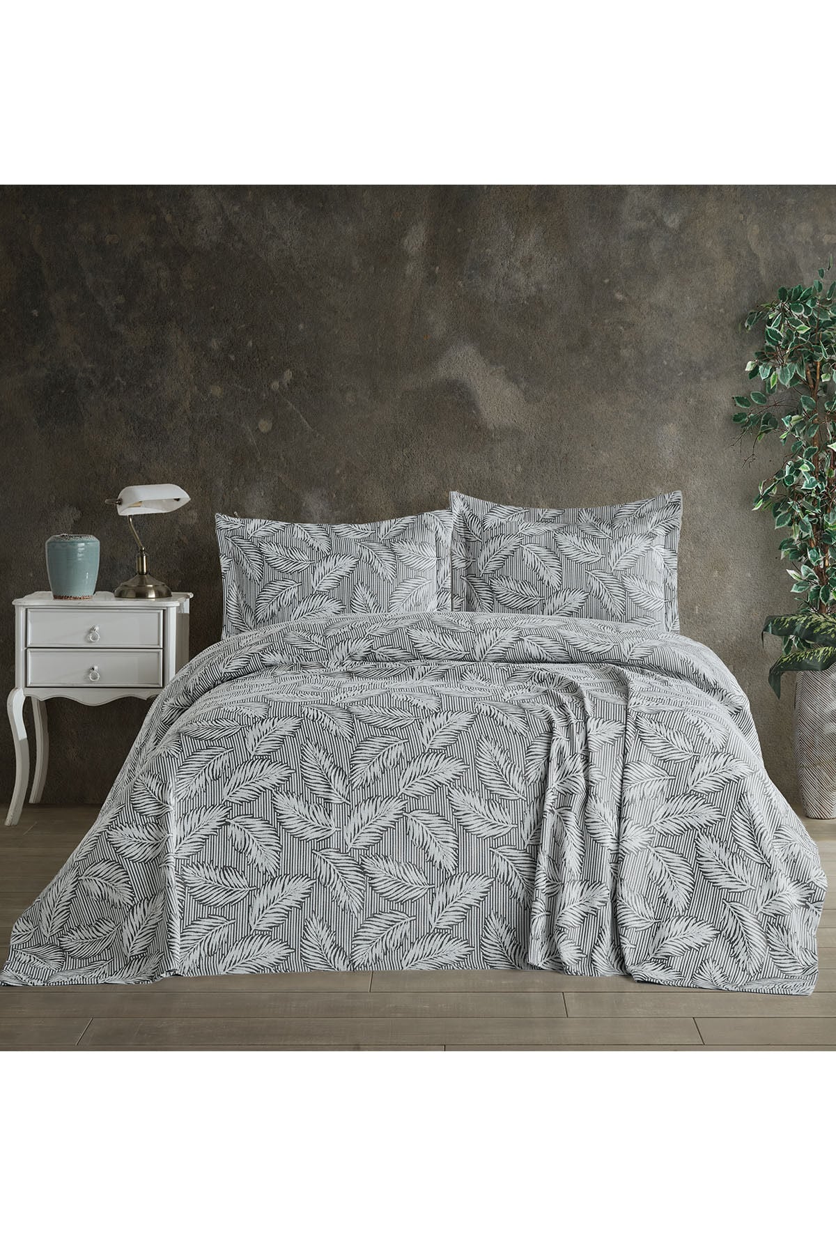 Vita Çift Kişilik Yatak Örtüsü Seti 230x240 cm Gri̇