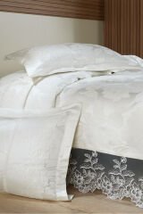 Monalife Dantelli Çift Kişilik Yatak Örtüsü  240x260cm Krem