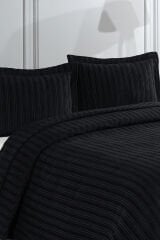 Terry Jakarlı Şönil Çift Kişilik Yatak Örtüsü 240x250cm (siyah)