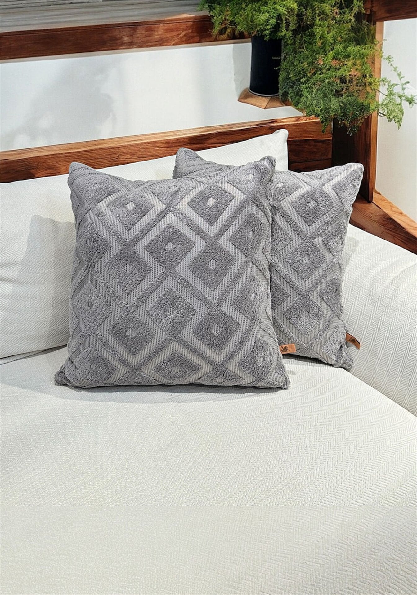 Nevada Jakar Özel Tasarım 2'li Dekoratif Kırlent Kılıfı 43x43 cm (ANTRASİT)