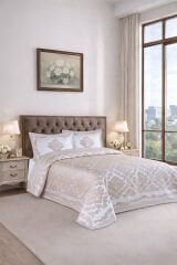 Vanetta Pano Jakarlı Çift Kişilik Modern Yatak Örtüsü Takımı 3 Parça 240x260cm