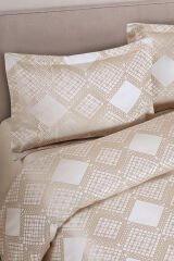 Likya Jakarlı Fransız Dantelli Modern Çift Kişilik Yatak Örtüsü Takımı 240x250cm Bej