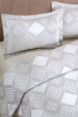 Likya Jakarlı Fransız Dantelli Modern Çift Kişilik Yatak Örtüsü Takımı 240x250cm Gri̇